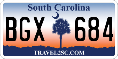 SC license plate BGX684