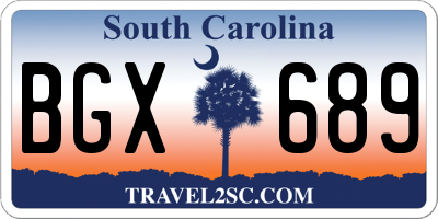 SC license plate BGX689