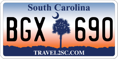 SC license plate BGX690