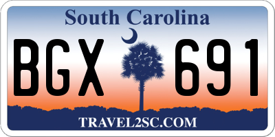SC license plate BGX691