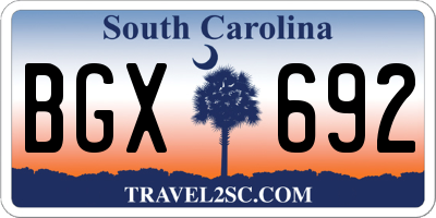 SC license plate BGX692