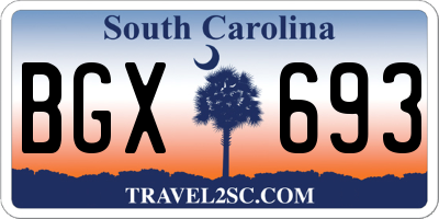 SC license plate BGX693