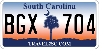 SC license plate BGX704