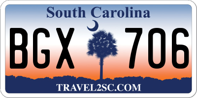 SC license plate BGX706