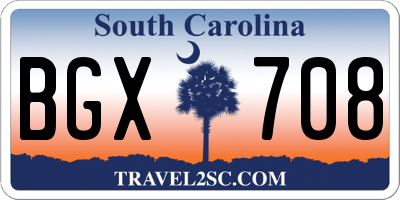 SC license plate BGX708