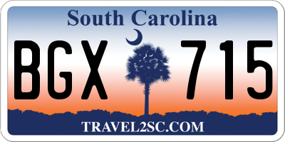 SC license plate BGX715