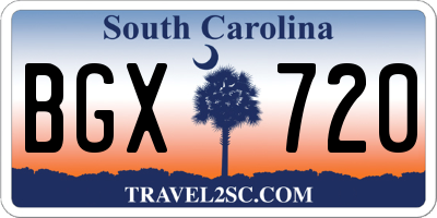 SC license plate BGX720