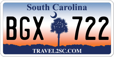 SC license plate BGX722