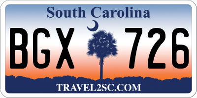 SC license plate BGX726