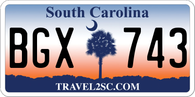 SC license plate BGX743