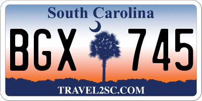 SC license plate BGX745