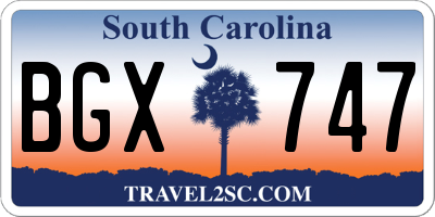 SC license plate BGX747