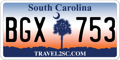 SC license plate BGX753