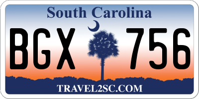 SC license plate BGX756