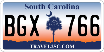 SC license plate BGX766