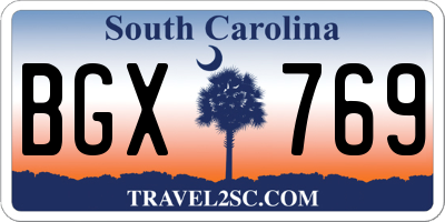 SC license plate BGX769