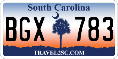 SC license plate BGX783