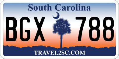 SC license plate BGX788