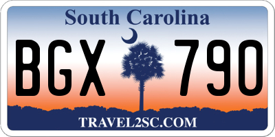 SC license plate BGX790