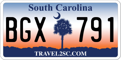 SC license plate BGX791