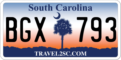 SC license plate BGX793