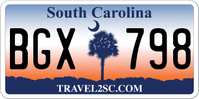 SC license plate BGX798