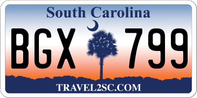SC license plate BGX799
