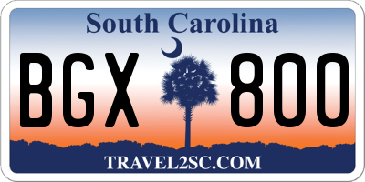 SC license plate BGX800
