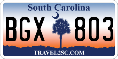 SC license plate BGX803