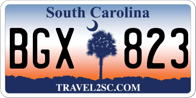 SC license plate BGX823