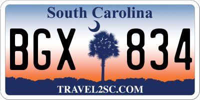 SC license plate BGX834