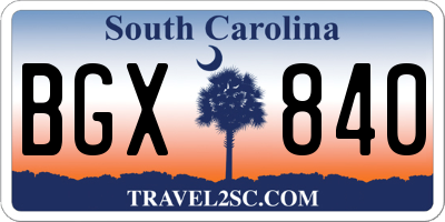 SC license plate BGX840