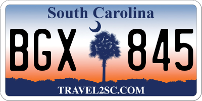 SC license plate BGX845