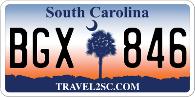 SC license plate BGX846