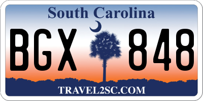 SC license plate BGX848