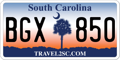 SC license plate BGX850