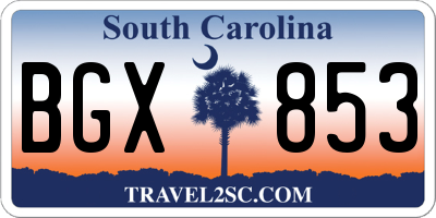 SC license plate BGX853