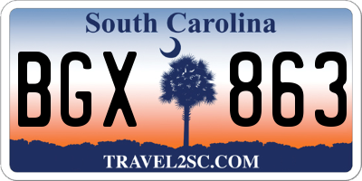 SC license plate BGX863