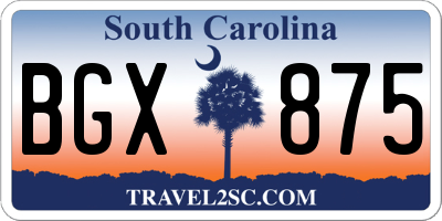 SC license plate BGX875