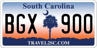 SC license plate BGX900