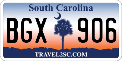 SC license plate BGX906