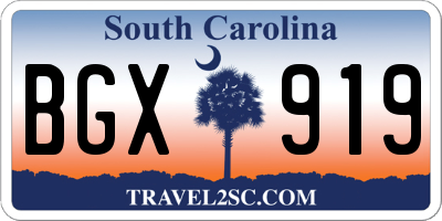 SC license plate BGX919