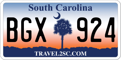 SC license plate BGX924