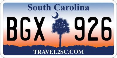 SC license plate BGX926