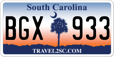SC license plate BGX933