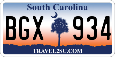 SC license plate BGX934