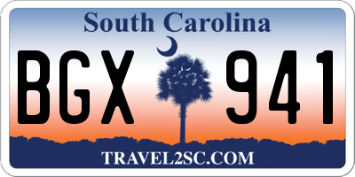 SC license plate BGX941