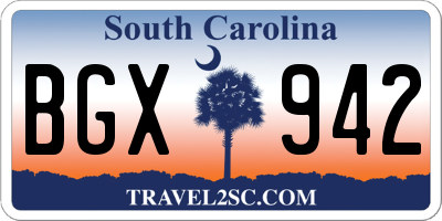 SC license plate BGX942