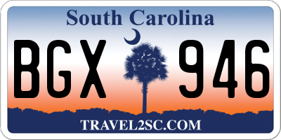 SC license plate BGX946