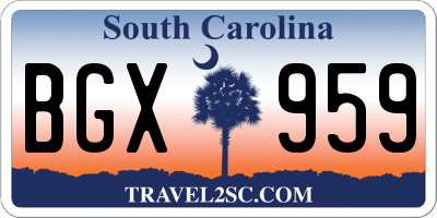 SC license plate BGX959